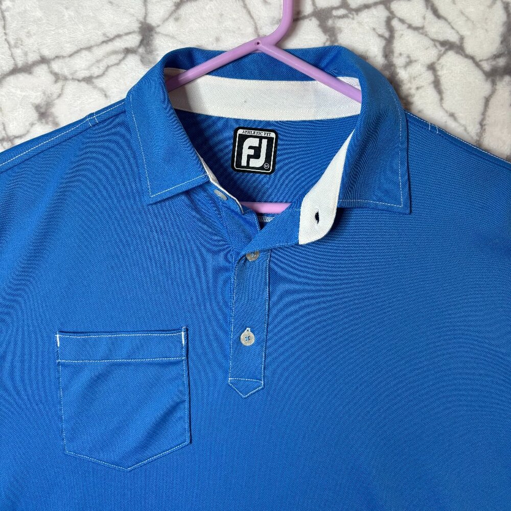 FOOTJOY Golf Polo Shirt Men's XXL Royal Blue White Stitching Tennis Pickleball